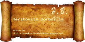 Herskovits Borbála névjegykártya